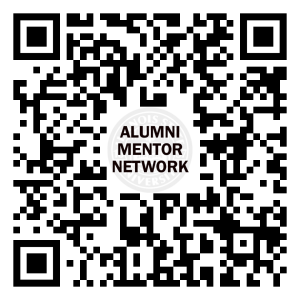 Alumni Mentor Network QR code leading to: https://illinoisstate-csm.symplicity.com/students/ 