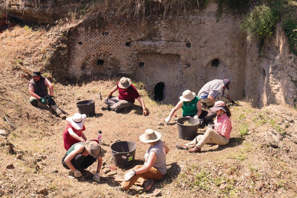 Illinois State students prepare to excavate a fountain dating to the first century A.D. during the Valle Gianni Field School in the summer of 2022. (Photo by Dr. Lea Cline)