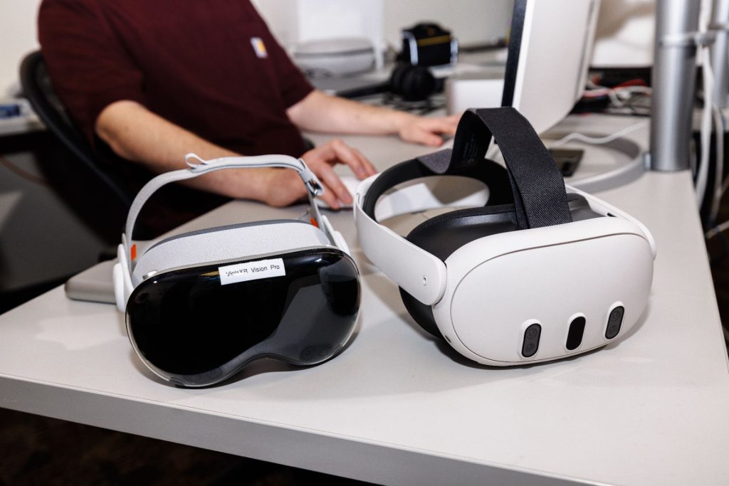 two VR headsets