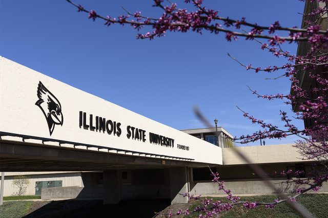 Illinois State university bridge in spring