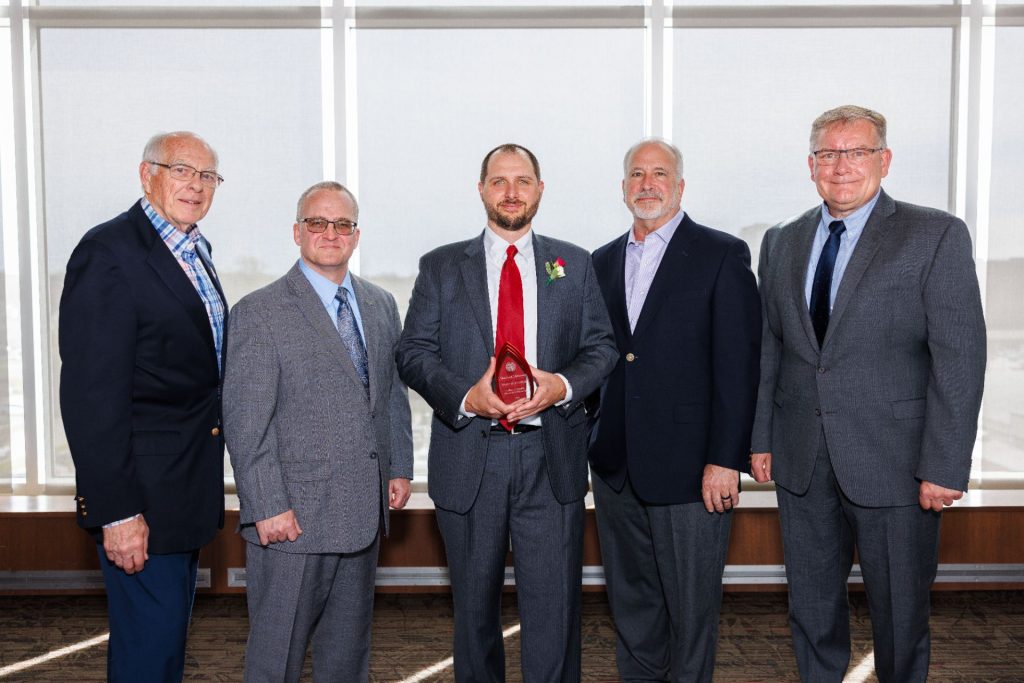 TEC Inductee – Ryan Hollister (Middle), Department Chair – Ted Branoff (Second from left)