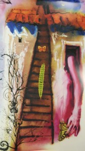 An image inspired by Alice in Wonderland, part of a limited-edition lithograph series by Salvador Dali in folio format, from the Milner Library Special Collections.
