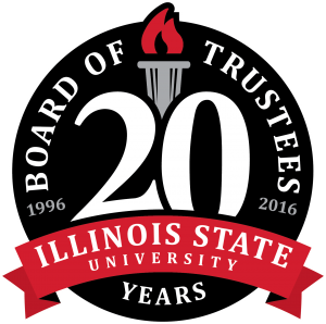 logo for the Illinois State University Board of Trustees 20th anniversary