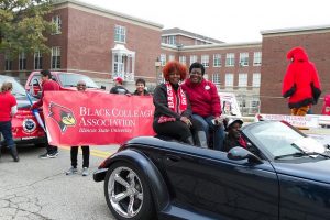 image of Black Colleagues Association preparing for the Homecoming parade