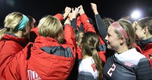 Redbirds women's soccer after defeating Michigan in the NCAA tournament. 
