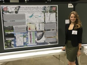 Jessica Welch Presenting her poster at the Geological Society of America Conference in