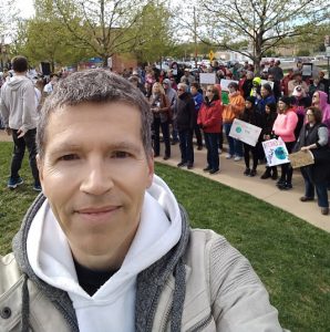 Illinois State Professor Wolfgang Stein at the March for Science in Normal (Photo by Wolfgang Stein)