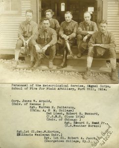 2nd Lt. Robert G. Buzzard, center, ISNU class of 1914, served in the U.S. Army Signal Corps during World War I. Buzzard later became Eastern Illinois University’s second president, serving from 1933-1956.