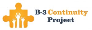 B-3 Continuity Project with puzzle piece symbol with three children's hands reaching high