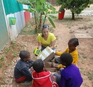 Troxtel engaging with students in Ethiopia