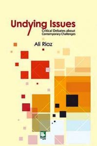 blue background with book cover Undying Issues: Critical Debates about Contemporary Challenges by Ali Riaz