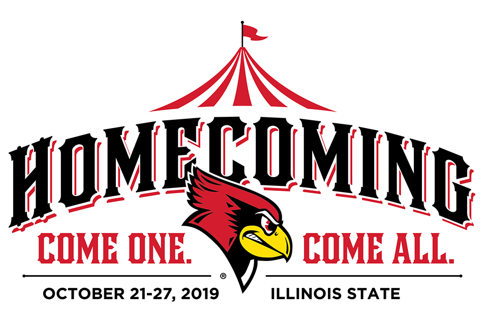 Homecoming Logo with the words Homecoming, Come One, COme all, October 21-27, Illinois State 