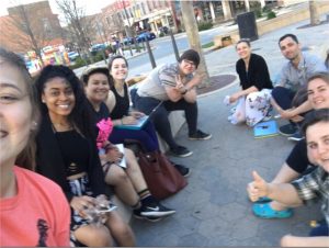 Group of people sitting in Uptown Normal