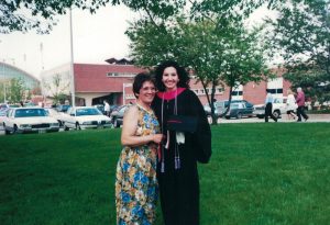 Marlen Garcia, with her mother on graduation day in 1993, credits her experiences at Illinois State with helping her launch a successful journalism career.