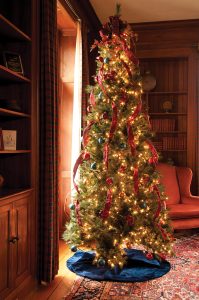 Christmas tree inside the Ewing Manor