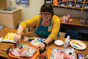 Mary Smyers is one of the state of Illinois graduate students teaching visual arts to children and youth at the new Illinois Art Station.