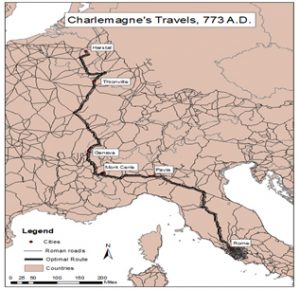 Map of Charlemagne’s travels in 773 A.D.