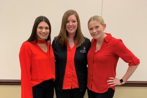 Panelists Madison Stoneman (left), Megan Rolfs, and Rachel Kobus capped the workshop with a discussion about how units can create an engaged following on social media.