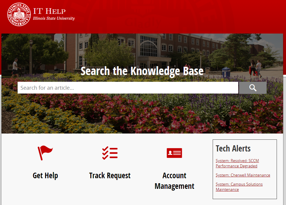 Search the Knowledge Base It Help Track Request Account Management website