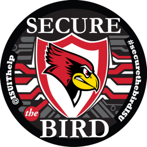 Secure Bird logo with #isusecuretherebirdisu and @isuithelp