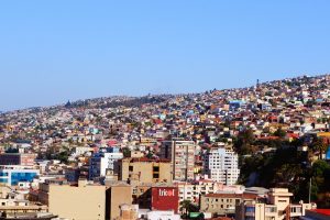 A scenic view of the rooftops of Valparaiso, Chile. 