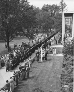 students attending commencement from 1940s