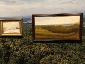 framed landscape paintings with a photo of the location as it exists currently