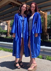 Julia and Sophie Baker following their commencement from Jones College Prep in downtown Chicago.