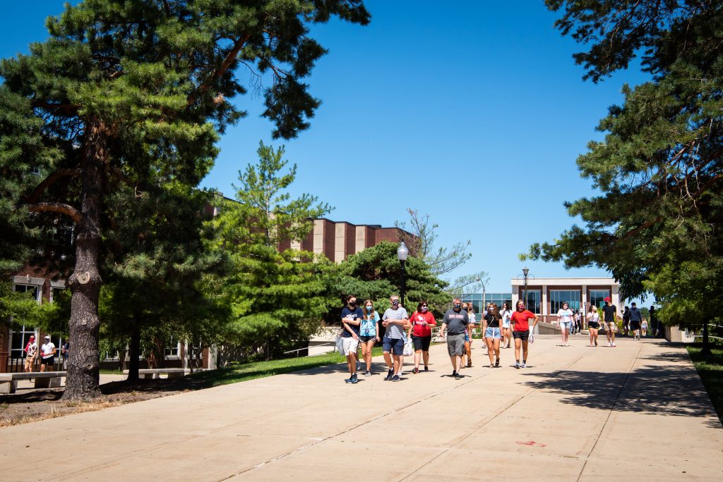 Illinois State students and their families on the Quad