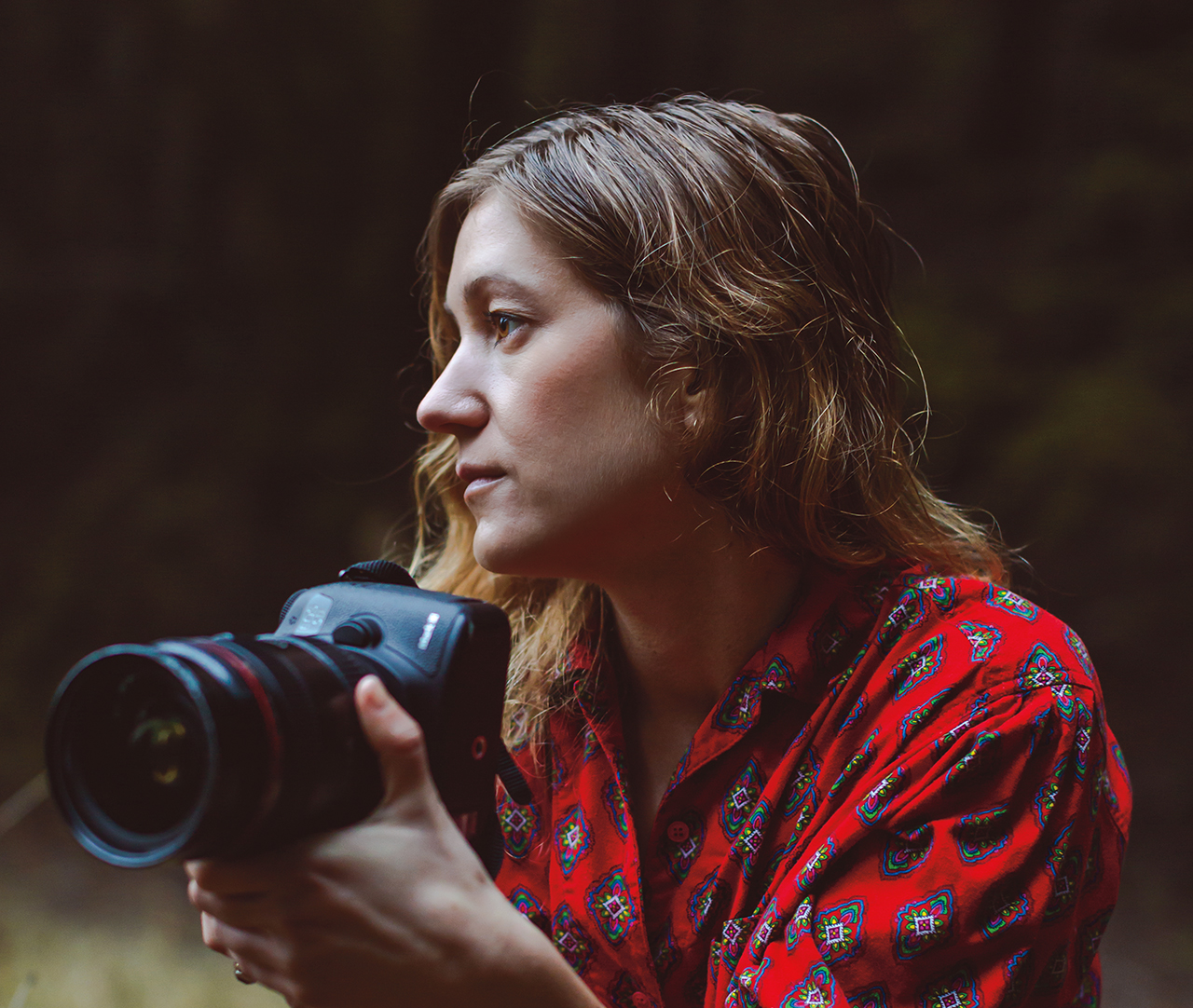 Rachel Bujalski ’11 with camera in hand